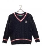 BELLMOREベルモーレ）の古着「EMBLEM LS V-NECK KNIT」｜ブラック