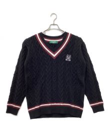 BELLMORE（ベルモーレ）の古着「EMBLEM LS V-NECK KNIT」｜ブラック