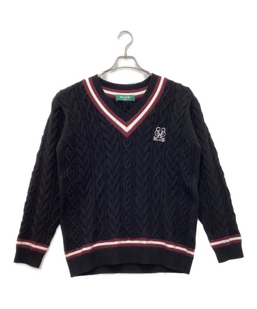 BELLMORE（ベルモーレ）bellmore (ベルモーレ) EMBLEM LS V-NECK KNIT ブラック サイズ:Mの古着・服飾アイテム