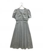 HER LIP TOハーリップトゥ）の古着「Robertson Tweed Long Dress」｜ブルー×ホワイト