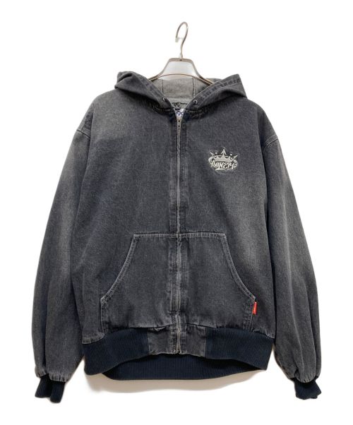 9090（9090）9090 (9090) King Logo Vintage Denim Hoodie ブラック サイズ:XLの古着・服飾アイテム