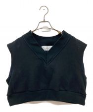 JANE SMITH (ジェーンスミス) COTTON RECYCLE POLYESTER V NECK VEST ブラック サイズ:36