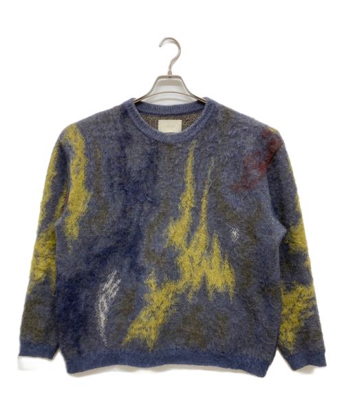 YOKE（ヨーク）YOKE (ヨーク) STILL JACQUARD CREWNECK ネイビー×イエロー サイズ:2の古着・服飾アイテム