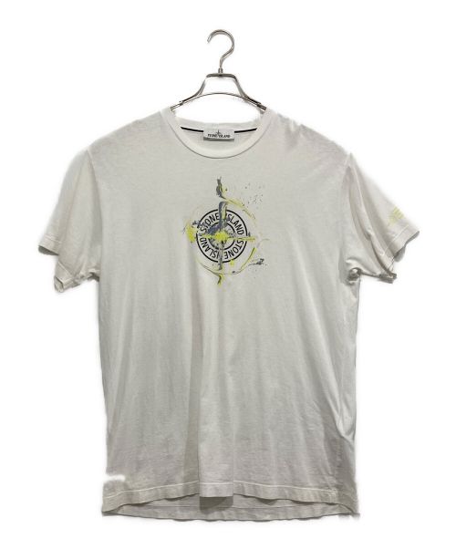 STONE ISLAND（ストーンアイランド）STONE ISLAND (ストーンアイランド) ロゴプリントTシャツ ホワイト サイズ:XXLの古着・服飾アイテム