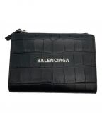 BALENCIAGAバレンシアガ）の古着「クロコ型押し2つ折り財布」｜ブラック