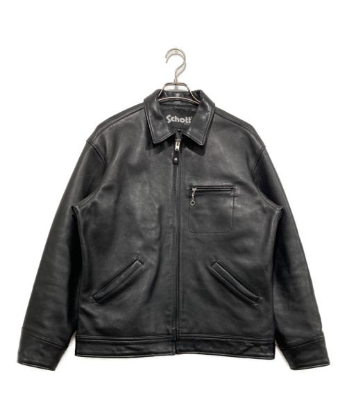 Schott（ショット）Schott (ショット) LEATHER TRACKER JACKET レザートラッカージャケット ブラック サイズ:Mの古着・服飾アイテム