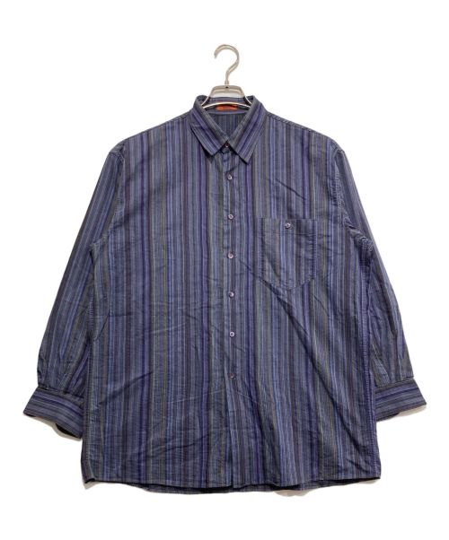 missoni（ミッソーニ）missoni (ミッソーニ) 総柄ストライプシャツ ネイビー サイズ:52の古着・服飾アイテム