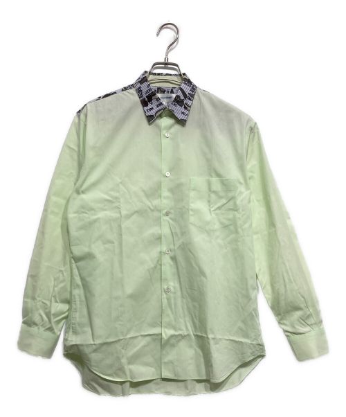 COMME des GARCONS SHIRT（コムデギャルソンシャツ）COMME des GARCONS SHIRT (コムデギャルソンシャツ) 襟プリントシャツ 黄緑 サイズ:Sの古着・服飾アイテム