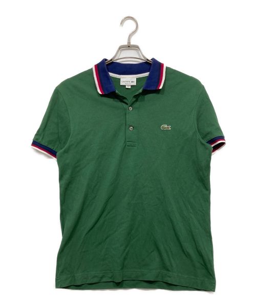 LACOSTE（ラコステ）LACOSTE (ラコステ) トリコロールリブニットポロシャツ グリーン サイズ:Mの古着・服飾アイテム