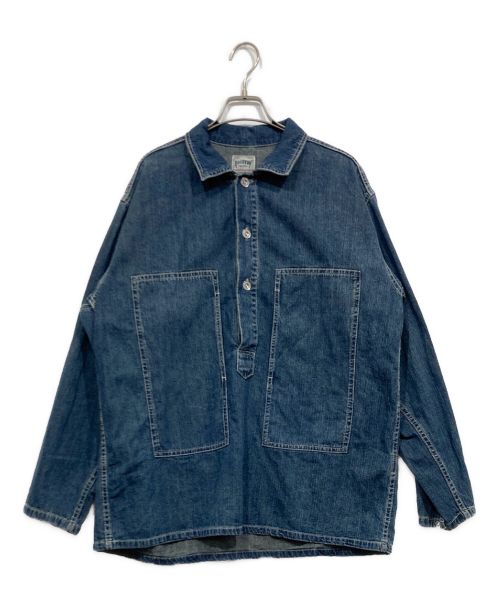 HOUSTON（ヒューストン）HOUSTON (ヒューストン) USA COTTON DENIM PULLOVER SHIRT インディゴ サイズ:Lの古着・服飾アイテム