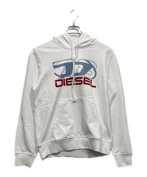 DIESEL（ディーゼル）DIESEL (ディーゼル) ロゴプリントパーカー ホワイト サイズ:Mの古着・服飾アイテム