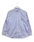 CAHLUMNカウラム）の古着「Magazine Pocket Chain Stitch Shirt」｜ブルー