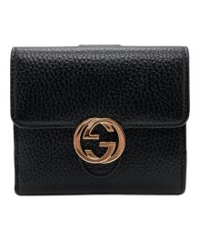 GUCCI（グッチ）の古着「インターロッキングG コンパクトウォレット」｜ブラック