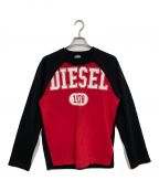 DIESELディーゼル）の古着「ラグランスウェット」｜ブラック×レッド