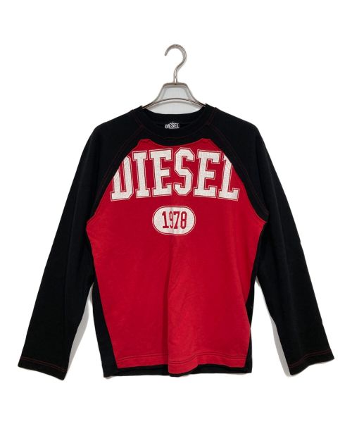 DIESEL（ディーゼル）DIESEL (ディーゼル) ラグランスウェット ブラック×レッド サイズ:Sの古着・服飾アイテム