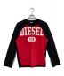 DIESEL（ディーゼル）の古着「ラグランスウェット」｜ブラック×レッド