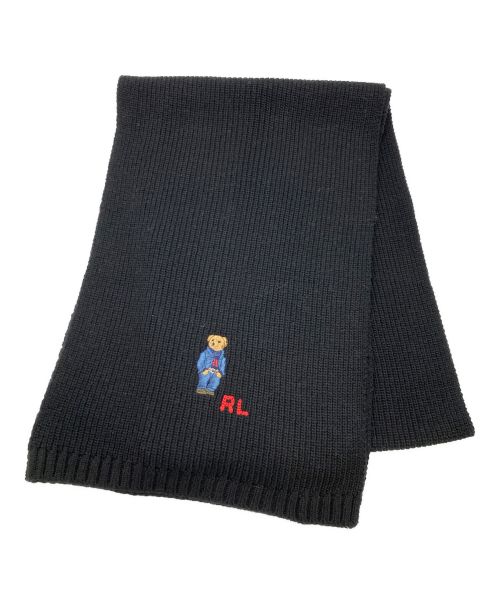 POLO RALPH LAUREN（ポロ・ラルフローレン）POLO RALPH LAUREN (ポロ・ラルフローレン) ポロベア刺繍マフラー ブラックの古着・服飾アイテム