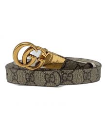 GUCCI（グッチ）の古着「GGマーモント リバーシブル スリムベルト」｜グレー×ホワイト