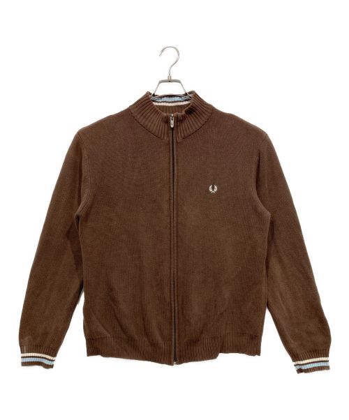 FRED PERRY（フレッドペリー）FRED PERRY (フレッドペリー) ジップアップニット ブラウン サイズ:Mの古着・服飾アイテム