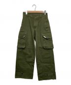 soerteソエルテ）の古着「Wide straight military pants / ワイドストレート ミリタリー カーゴパンツ」｜グリーン