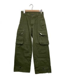 soerte（ソエルテ）の古着「Wide straight military pants / ワイドストレート ミリタリー カーゴパンツ」｜グリーン