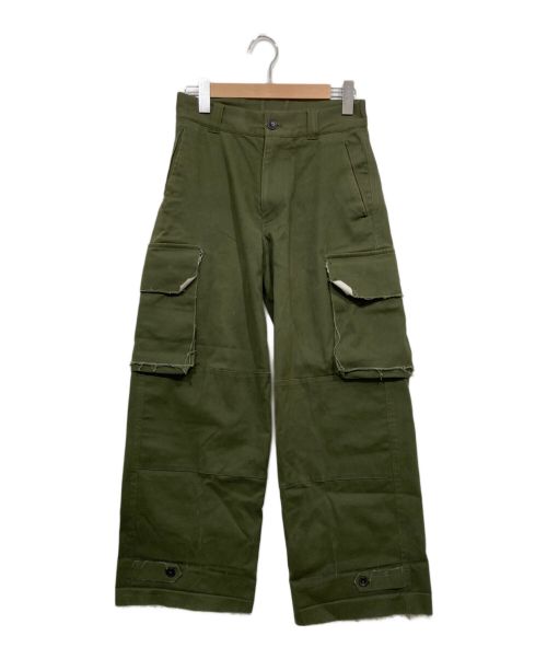 soerte（ソエルテ）soerte (ソエルテ) Wide straight military pants / ワイドストレート ミリタリー カーゴパンツ グリーン サイズ:Sの古着・服飾アイテム