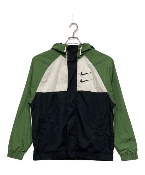 NIKE（ナイキ）NIKE (ナイキ) SWOOSH HOODY WOVEN JACKET グリーン×ブラック サイズ:Lの古着・服飾アイテム