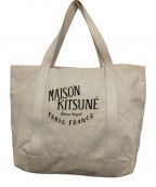 maison kitsuneメゾンキツネ）の古着「ロゴプリントトートバッグ」｜アイボリー