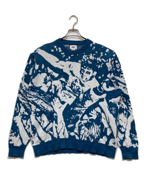 OBEY（オベイ）OBEY (オベイ) CROWD SURFING SWEATER ネイビー サイズ:Lの古着・服飾アイテム