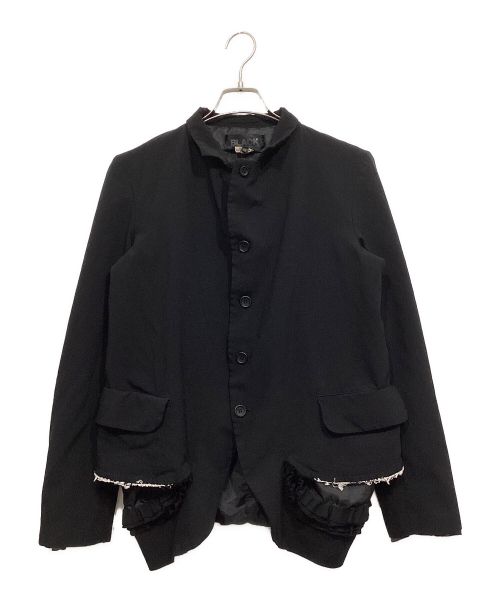 BLACK COMME des GARCONS（ブラック コムデギャルソン）BLACK COMME des GARCONS (ブラック コムデギャルソン) フリルデザインジャケット ブラック サイズ:Mの古着・服飾アイテム