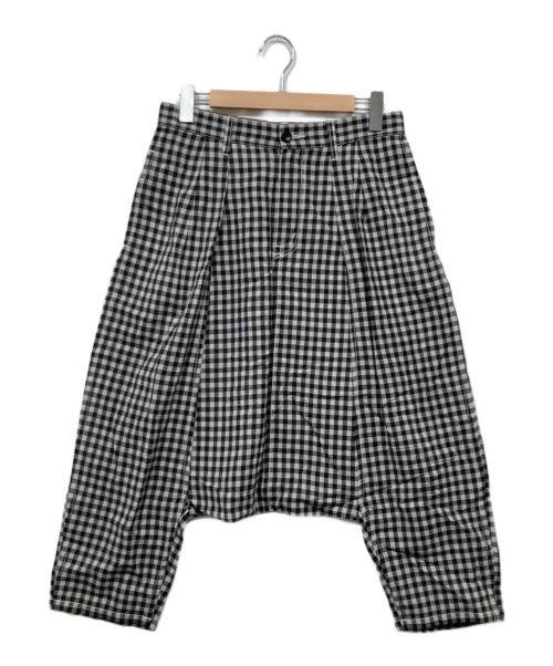 tricot COMME des GARCONS（トリココムデギャルソン）tricot COMME des GARCONS (トリココムデギャルソン) ギンガムチェックリネンサルエルパンツ ホワイト×ブラック サイズ:Mの古着・服飾アイテム