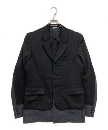 COMME des GARCONS HOMME PLUS  EVER GREEN（コムデギャルソンオムプリュスエバーグリーン）の古着「ウールギャバジンデニムドッキングテーラードジャケット」｜ブラック