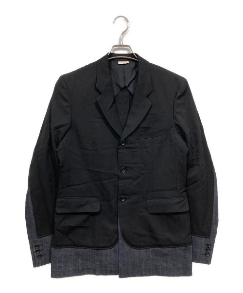 COMME des GARCONS HOMME PLUS  EVER GREEN（コムデギャルソンオムプリュスエバーグリーン）COMME des GARCONS HOMME PLUS  EVER GREEN (コムデギャルソンオムプリュスエバーグリーン) ウールギャバジンデニムドッキングテーラードジャケット ブラック サイズ:SIZE Sの古着・服飾アイテム