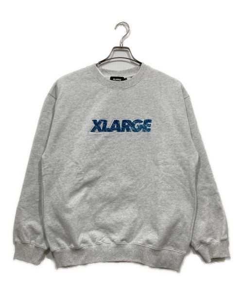 X-LARGE（エクストララージ）X-LARGE (エクストララージ) シェニール スタンダードロゴ クルーネックスウェットシャツ グレー サイズ:L 未使用品の古着・服飾アイテム