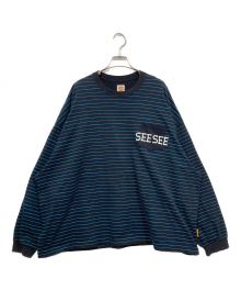 SEESEE×URBS（シーシー×ユーアールビーエス）の古着「別注 SUPERBIG FLAT LONG-SLEEVE BOADER TEE」｜ブラック×ブルー