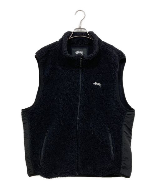 stussy（ステューシー）stussy (ステューシー) ボアベスト / Block Sherpa Vest ブラック サイズ:XLの古着・服飾アイテム