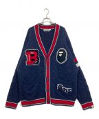 A BATHING APEアベイシングエイプ）の古着「ワッペン　カレッジ ニット カーディガン　College Badges Knit Cardigan」｜ネイビー