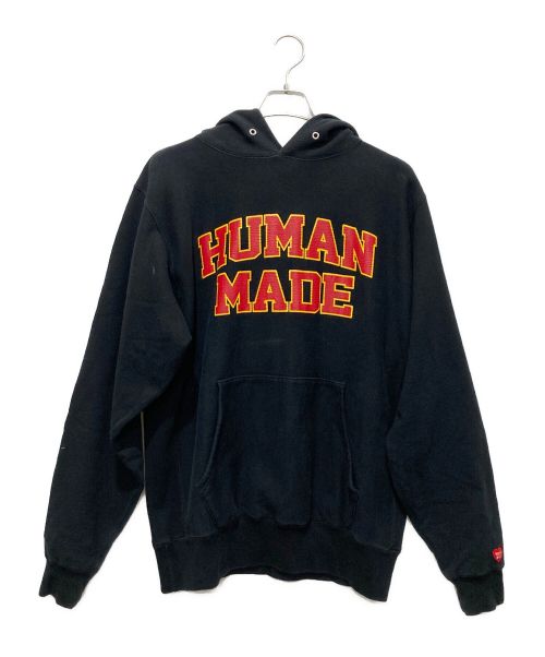 HUMAN MADE（ヒューマンメイド）HUMAN MADE (ヒューマンメイド) プルオーバーパーカー ブラック×レッド サイズ:XLの古着・服飾アイテム