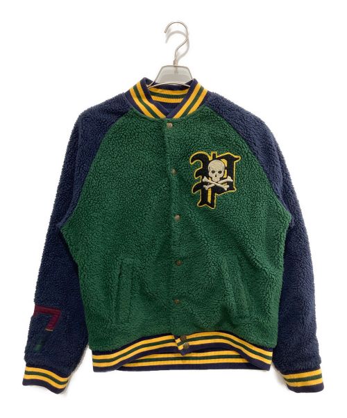 POLO RALPH LAUREN（ポロ・ラルフローレン）POLO RALPH LAUREN (ポロ・ラルフローレン) レターマン ボアジャケット グリーン×ブルー サイズ:Mの古着・服飾アイテム