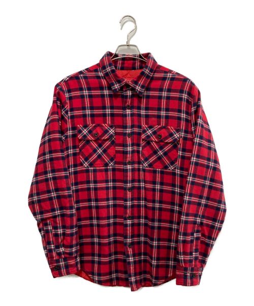 SUPREME（シュプリーム）SUPREME (シュプリーム) quilted arc logo flannel shirt レッド×ネイビー サイズ:Mの古着・服飾アイテム