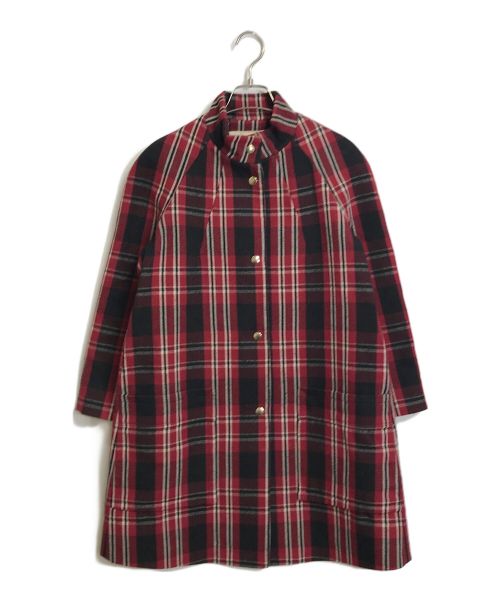 MARNI（マルニ）MARNI (マルニ) スタンドカラーチェックコート レッド×ブラック サイズ:38の古着・服飾アイテム