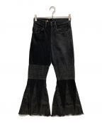 77circaナナナナサーカ）の古着「circa make cut backracing flare denim pants」｜ブラック