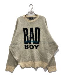 BADBOY（バッドボーイ）の古着「MOHAIR TOUCH LOGO JQD BIG KNIT」｜ベージュ