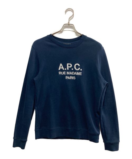 A.P.C.（アーペーセー）A.P.C. (アー・ペー・セー) クルーネックロゴスウェット/22H1-COEZD-H27500 ネイビー サイズ:Mの古着・服飾アイテム