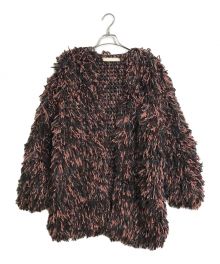 LEINWANDE（ラインヴァンド）の古着「Hand Fringe Knit Coat フリンジニットコート」｜ピンク