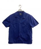 stussyステューシー）の古着「OPEN COLLAR SHIRT」｜ネイビー