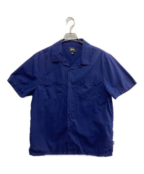 stussy（ステューシー）stussy (ステューシー) OPEN COLLAR SHIRT ネイビー サイズ:Mの古着・服飾アイテム