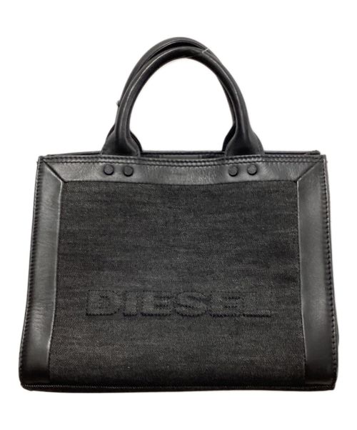 DIESEL（ディーゼル）DIESEL (ディーゼル) ブラックデニム＆レザーハンドバッグ ブラックの古着・服飾アイテム