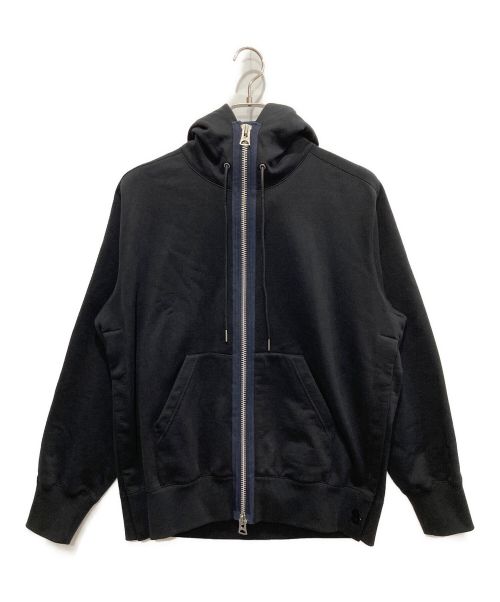 sacai（サカイ）sacai (サカイ) s Sweat Jersey Hoodie ブラック×ネイビー サイズ:1の古着・服飾アイテム