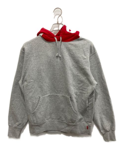 SUPREME（シュプリーム）SUPREME (シュプリーム) Contrast Hooded Sweatshirt グレー×レッド サイズ:Sの古着・服飾アイテム